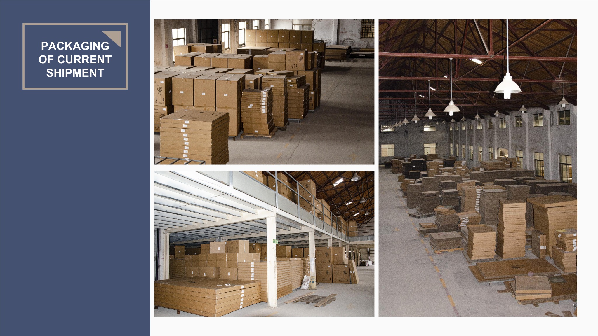 Packed export goods organized in the factory warehouse