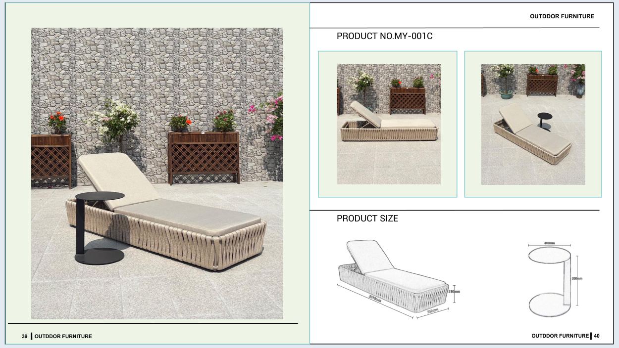 MY-020A Outdoor furniture SKU with product size diagram